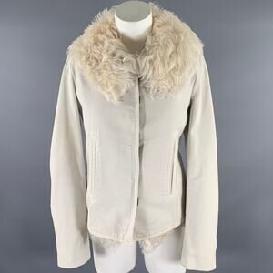 GUCCI Size S Cream Fur Lined Cotton Jacket